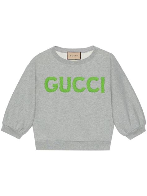 Gucci Logo Embroidered Sweatshirt 'Grey Melange' 